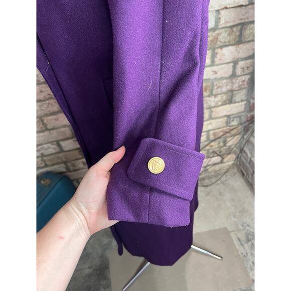 wool coat overcoat vintage double breasted purple - Picture 6 of 14